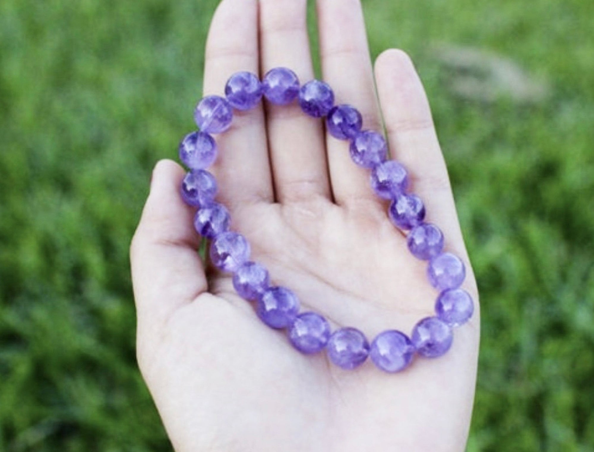 Natural Kunzite Bracelet 8 mm Beads Reiki Healing Purple Lavender Ston
